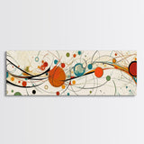 Retro Atomic Age Inspired Abstract Art, Framed Canvas Print, Solar System in Abstract, Mid-century modern Inspired Vintage Art