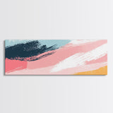 Retro 90s Inspired Wall Art, Framed Canvas Print, Pink and Cerise Swishes, Boho Abstract Art, Modern Art / Home Decor