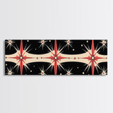 Neutral Star Burst Framed Canvas Print, Abstract Atomic Age Wall Art, Mid-Century Modern 1950s Style Home Decor, Large Scale Art