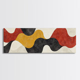 Neutral Abstract Geometric Shapes Pattern Print, Panoramic Wall Art, Extra Wide Minimalist MCM Home Decor