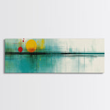 Abstract Sunset Painting Print, Panoramic Wall Art, MCM / Mid Century Modern Wall Art, Turquoise and Orange Sunset Painting, Cubism Sunset Art