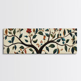 Wabi Sabi Inspired Botanical Print, Panoramic Canvas Art, Boho Style Textile Wall Art Print, Above Bed Or Sofa, Guest Room Decor