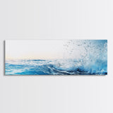 Splash of Waves In The Ocean, Framed Canvas Print, Nautical Seascapes Wall Art