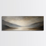 Moody Seascape Wall Art, Framed Canvas Print, Horizontal Panoramic Wall Art, Cloudy Day, Large and Wide Calm Decor, Modern Wall Art