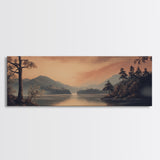 Moody Landscape Painting Print, Framed Canvas Print, Subdued Art, Dark and Stormy Landscape Painting, Panoramic Ultra Wide Wall Art
