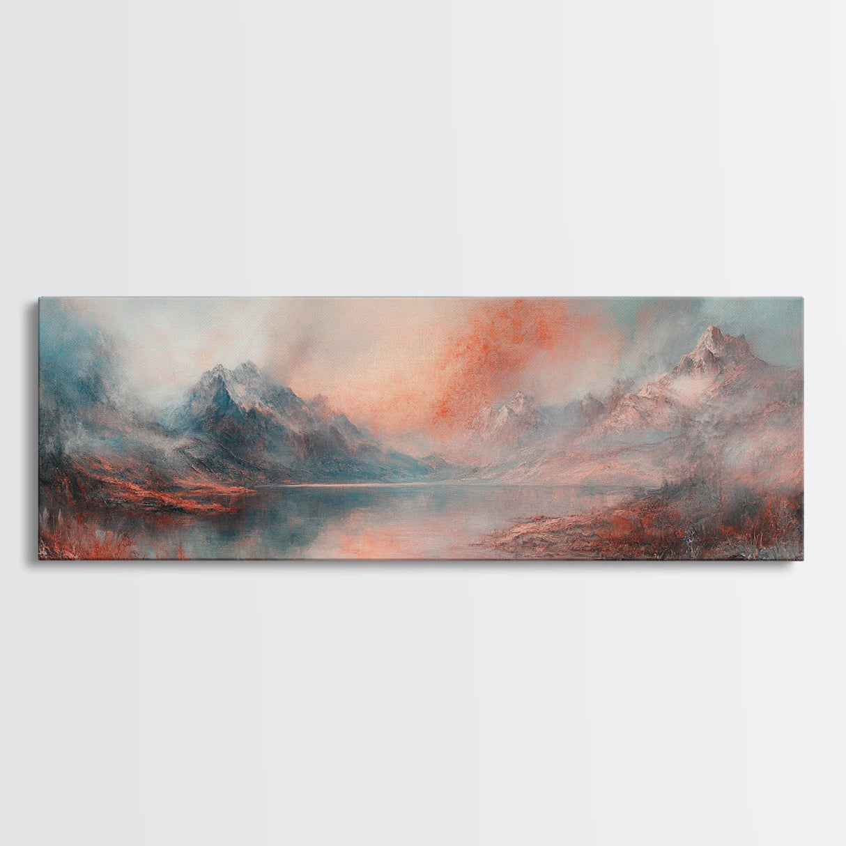 Subdued / Moody Panoramic Landscape Painting Print, Framed Canvas Art Print, Living Room Wall Art, Minimalist Art, Dark Decor