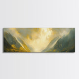 Sunset In The Valley, Framed Canvas Print, Oil Painting Landscape, Original Artwork, Wide Horizontal Art, Above Sofa Modern Art, Moody Decor