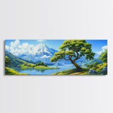 Vintage Oil Painting Canvas Print, Wall Art, Nature Painting, Panoramic Landscape Painting, Large Gallery Art