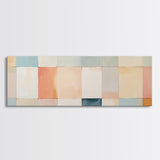 MCM Style Abstract Square, Framed Canvas Print, Mid-Century Modern Wall Art, Pastel Colors, Large Horizontal Wall Art Print