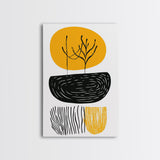 Mid Century Abstract Wall Art, Neutral Art, Gold and Black Wall Art, Boho Style Home Decor, Abstract Art, Modern Home Decor
