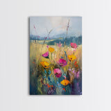 Small Wild Flower Painting Print, Wood Framed Canvas, Botanical Wall Art, Extra Large Art, Oversized Home Decor, Gallery Wall Decor, Wildflower Art