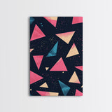 Retro 90s Style Wall Art Framed Canvas Print, Synthwave Abstract Triangles