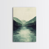 Emerald Green Landscape Painting Print, Wood Framed Canvas Art, Jade Green, Soothing Home Decor, Bed Room Wall Art