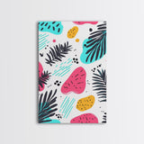 Colorful Abstract Painting Canvas Print, Retro Style Wall Art