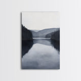 Moody Decor, Grey Scale Charcoal Sketch Print, Framed Canvas Print, Black and White Landscape Painting Print