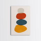 Watercolor Print Of A Cairn, Rock Stack Canvas Print, Mid Century Modern Art, Cairn Art, White Background Boho Living Room Decor