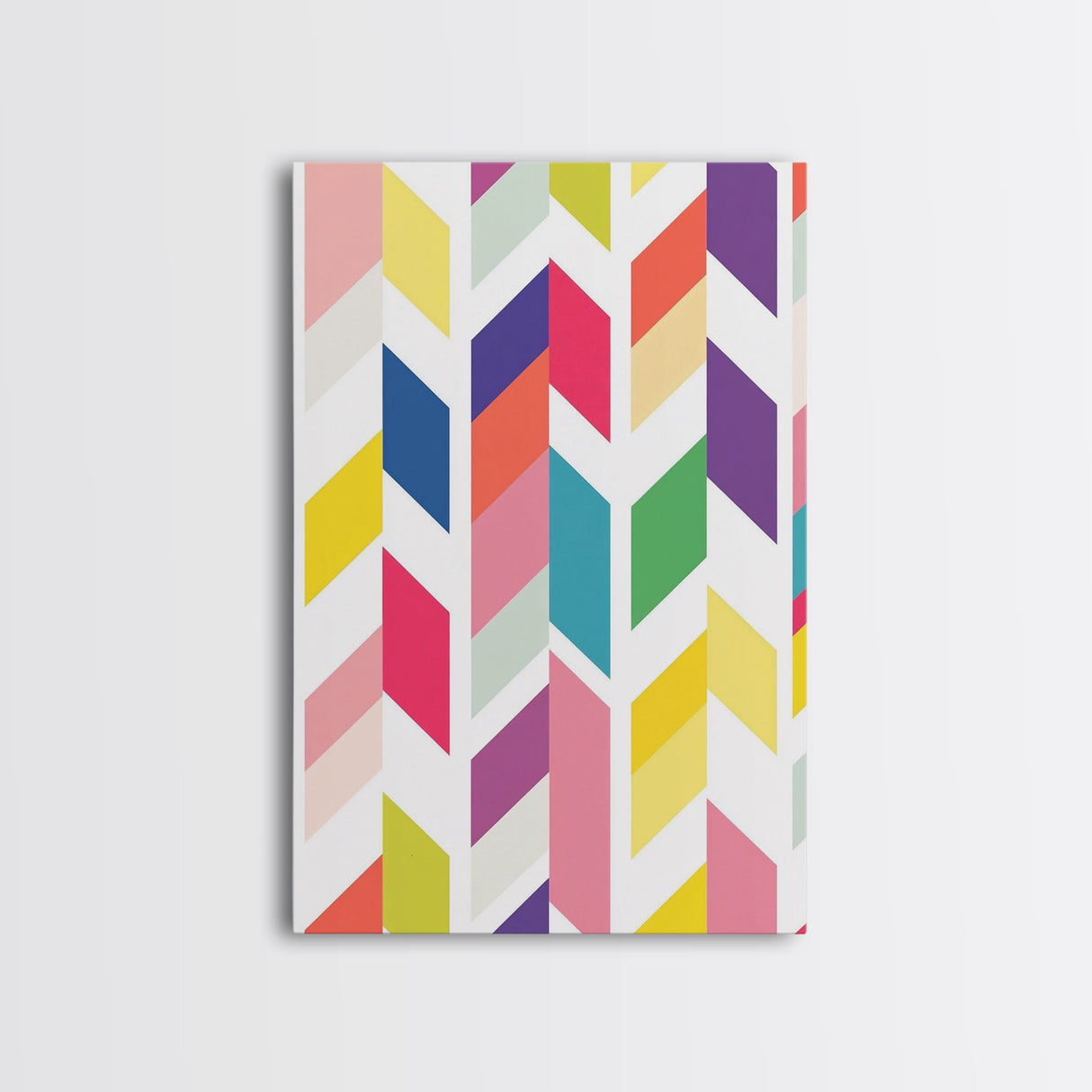 Mid-Century Modern Chevrons Framed Canvas Print Pastel Colors Modern Art Watercolor Painting Print Minimalist Art