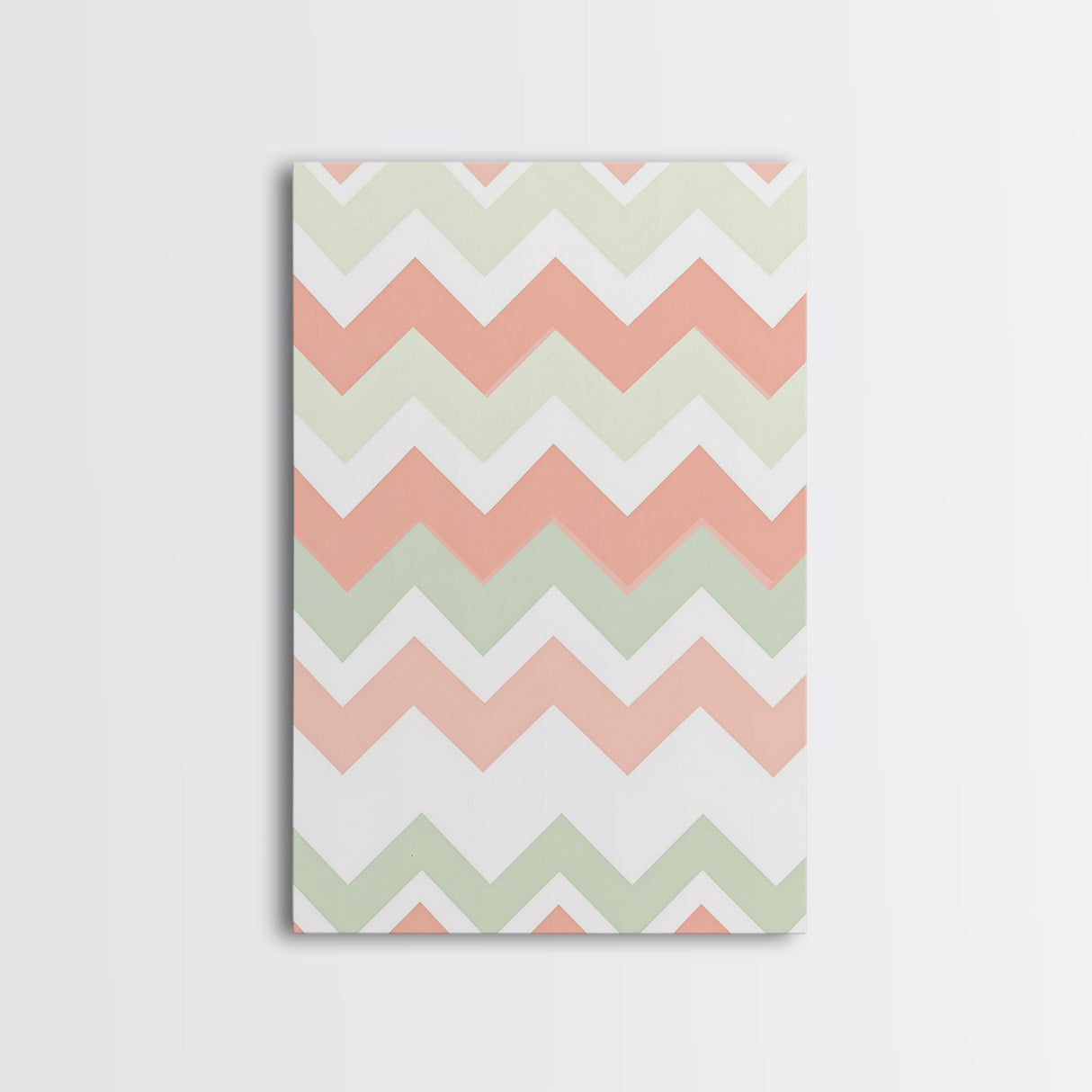 Pink and Mint Green Chevrons, MCM style Mid Century Modern Home Decor, Framed Canvas Print, Whimsical Wall Art