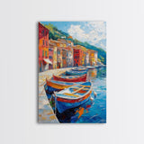 Gondolas at Sunset Framed Canvas Print - Boho Home Decor - Italy Painting - Italian Style Decor - Original Oil Painting Print