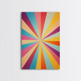 Quill Grey, Saffro Yellow, Rouge and Turquoise Mid Century Modern Wall Art, Star Burst Light Speed Tunnel, Boho Abstract Home Decor