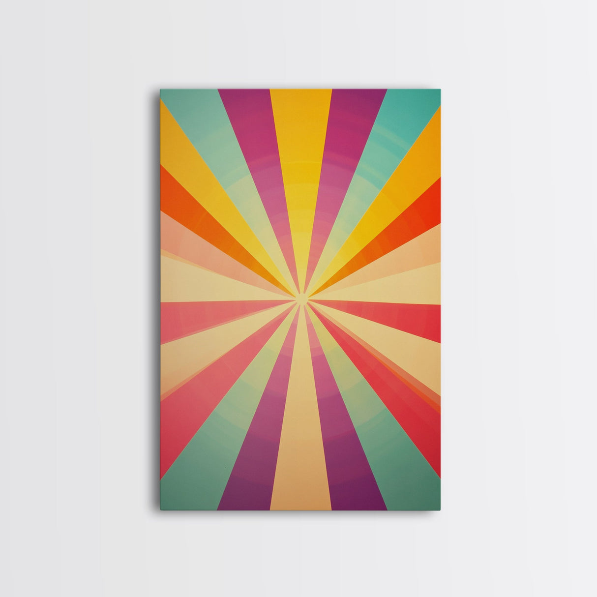 Sea Green, Rouge,Yellow Orange and Sea Green Abstract Art, Framed Canvas Print, Mid-Century Modern Wall Art, Boho Minimalist