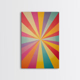 MCM Inspired Wall Art, Fire Engine Red, Slate Green, Storm Grey and Bee Yellow Geometric Framed Canvas Print, Boho Decor
