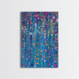 Botanical Wall Art Framed Canvas Print, Bright Blue Wild Flower Painting Print, Flower Painting, Girls Room Decor, Gift For Her