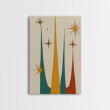 Retro Mid Century Modern Star Burst, 1950s Style Wall Art, Canvas Print, Star Burst Canvas, Retro Home Decor, Starburst Wall Art