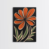 Framed Canvas Wall Art Abstract Botanical Floral Print, Boho Mid-century Modern Floral Canvas Print, Minimalist Boho Modern Art