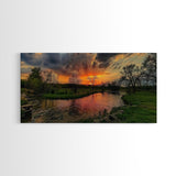 Abstract Landscape Wall Art Framed Canvas Print, East Texas At Sunset Photography Style Print, Original Wall Art, Panoramic Art