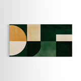 Geometric Patterns Mid-Century Modern Abstract Wall Art Canvas Print, Beautiful Emerald Green Wall Art