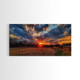 Sunset Over an Oklahoma Field, Framed Canvas Print, Photography Style Wall Art, Beautiful Home Decor