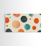 Mid-Century Modern Dots Framed Canvas Print, Preppy Home Decor, Retro 90s Style Wall Art