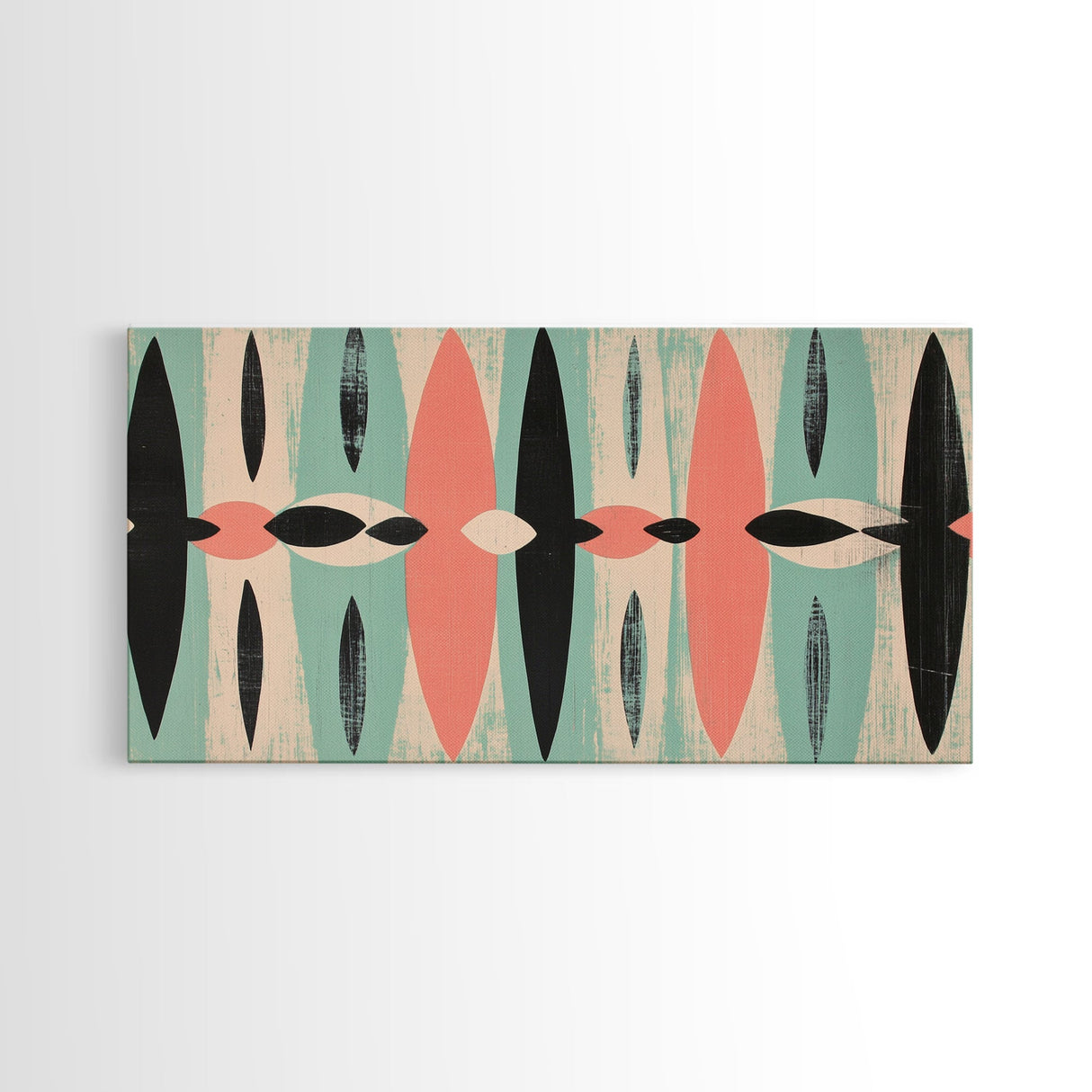 Mid-Century Modern "Eyes" Canvas Print, Wood Framed Waoo Art, MCM Style Home Decor, 1950s Style Art