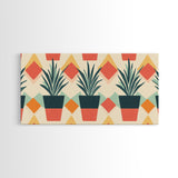 Mid Century Modern Botanical Print, Wood Framed Canvas Art, Botanical Wall Art, Boho Style Southwestern Pueblo Art