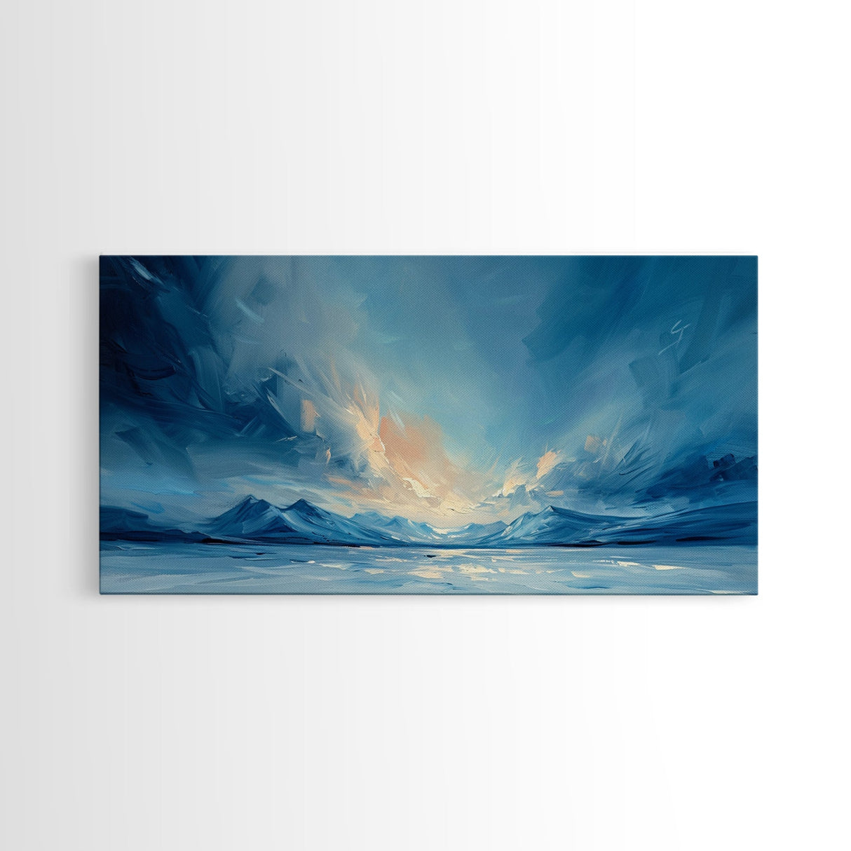 The Arctic - Framed Canvas Print - Wood Framed Wall Art - Landscape Oil Painting - Minimalist Landscape Wall Art