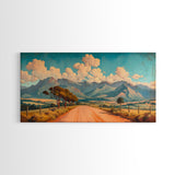 Nevada Desert Dirt Road Framed Canvas Print, Nature Print, Minimalist Wall Art, Life In The Desert, Rustic Farmhouse Above Sofa Wall Art