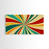 Large Colorful Abstract Print Painting With Yellow, Turquoise and Red Streaks, MCM Style Decor, 1950s Style Atomic Age Art