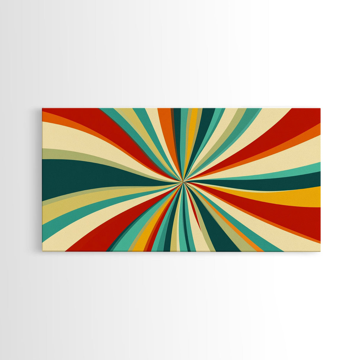 Horizontal Vertical Wall Art Framed Canvas Print, Mid-Century Modern Abstract Spiral Art, Retro Minimalist Pastel Wall Art