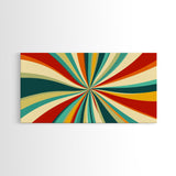 Horizontal Vertical Wall Art Framed Canvas Print, Mid-Century Modern Abstract Spiral Art, Retro Minimalist Pastel Wall Art