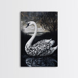 Elegant Gothic Swan Canvas Print | Framed Swan Poster Canvas | Wildlife Decor, animal prints, Swan Painting, Rustic Home Decor, Living Room Art