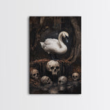The Black Swan, Gothic Dark Macabre Wall Art, Dark Swan Decor, Halloween Canvas Print, Halloween Decor, Dark Academia Wall Art