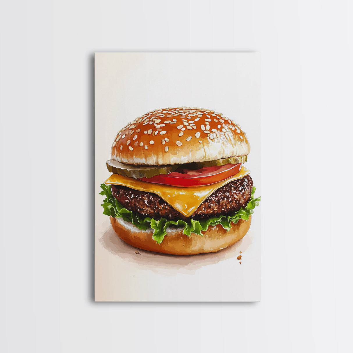 That's a Big Burger, Framed Canvas Print, Wall Art For Kitchen or Dining Room