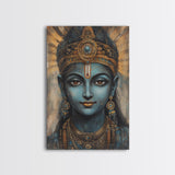 Madhubani Wall Art, Framed Canvas Print, Madhubani Style Decor, Madhubani Painting, Krishna Art