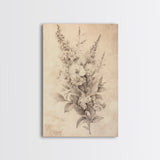 Floral Canvas Print, Pencil Sketch of a Flower Bouquet, Wedding Decor, Wedding Gift Idea, Engagement Gift, Mother's Day Gift For Her