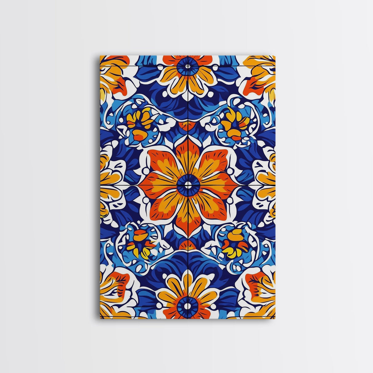 Textile Pattern Wall Art Framed Canvas Print, Home Decor, Mexican Tile Print, Mexicano Pueblo Wall Art