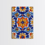 Textile Pattern Wall Art Framed Canvas Print, Home Decor, Mexican Tile Print, Mexicano Pueblo Wall Art
