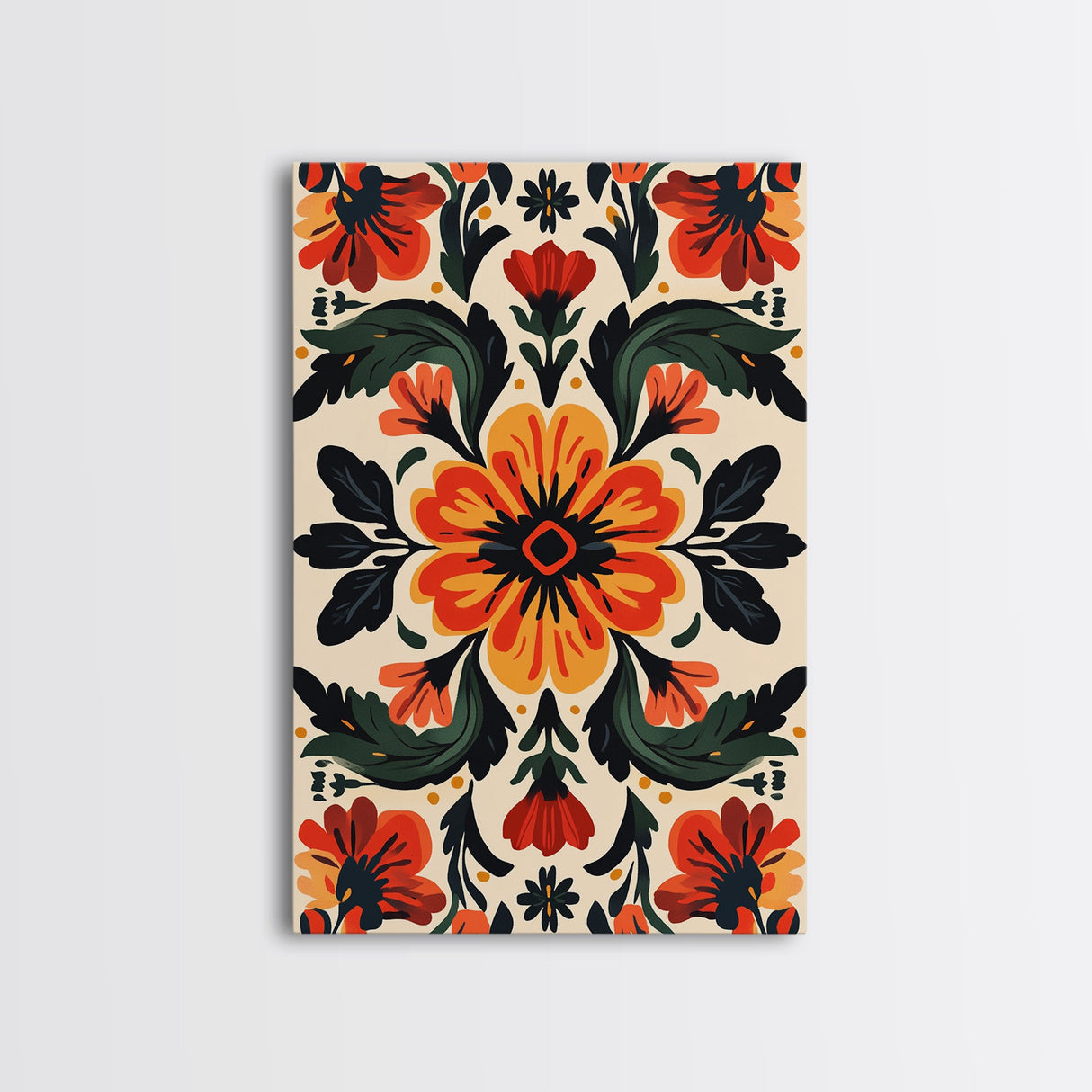 Floral Pattern Canvas Print, Mid-Century Modern Style Abstract Art, Botanical Print, Modern Flower Art Print