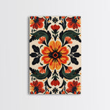Floral Pattern Canvas Print, Mid-Century Modern Style Abstract Art, Botanical Print, Modern Flower Art Print