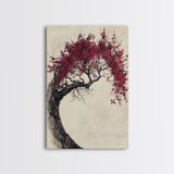 Wabi Sabi Japanese Maple Tree Framed Canvas Print, Minimalist Home Decor, Vertical Living Room Art
